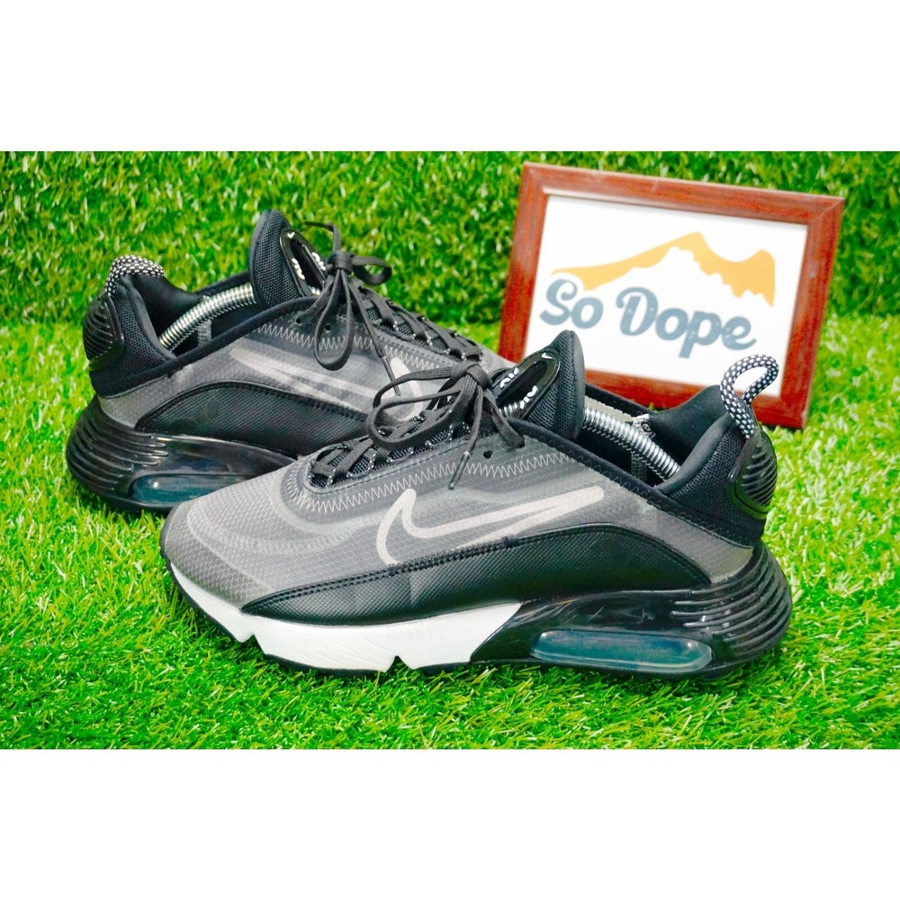 Nike Air Max 2090 Black Metallic Silver White Sneakers - Women's Size 7.5